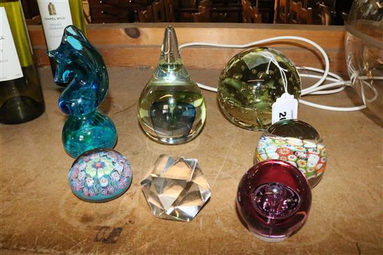 Assorted glass paperweights